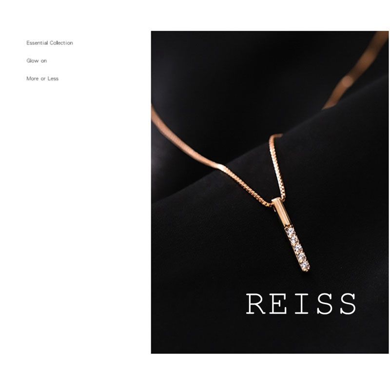 Vòng Cổ Xương Đòn Vàng Hồng Kim Cương Cho Nữ Kalung Vertikal, Quyến Rũ Mặt Dây Chuyền Đồ Trang Sức Quà Tặng