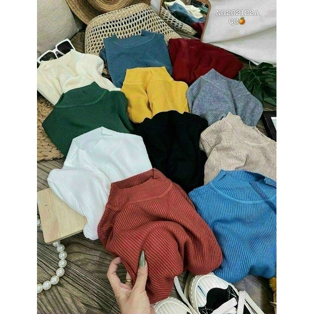Áo len cổ lọ 3phân tay dài chất tăm bigsize 60-80kg | BigBuy360 - bigbuy360.vn