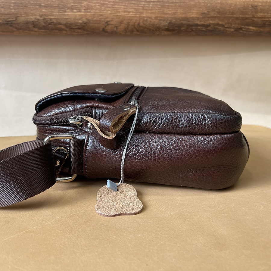 Túi Đeo Chéo Thời Trang Cho Nam, Chật Liệu da Bò Thật Cao Cấp CB07 Bảo Hành Da 3 Năm