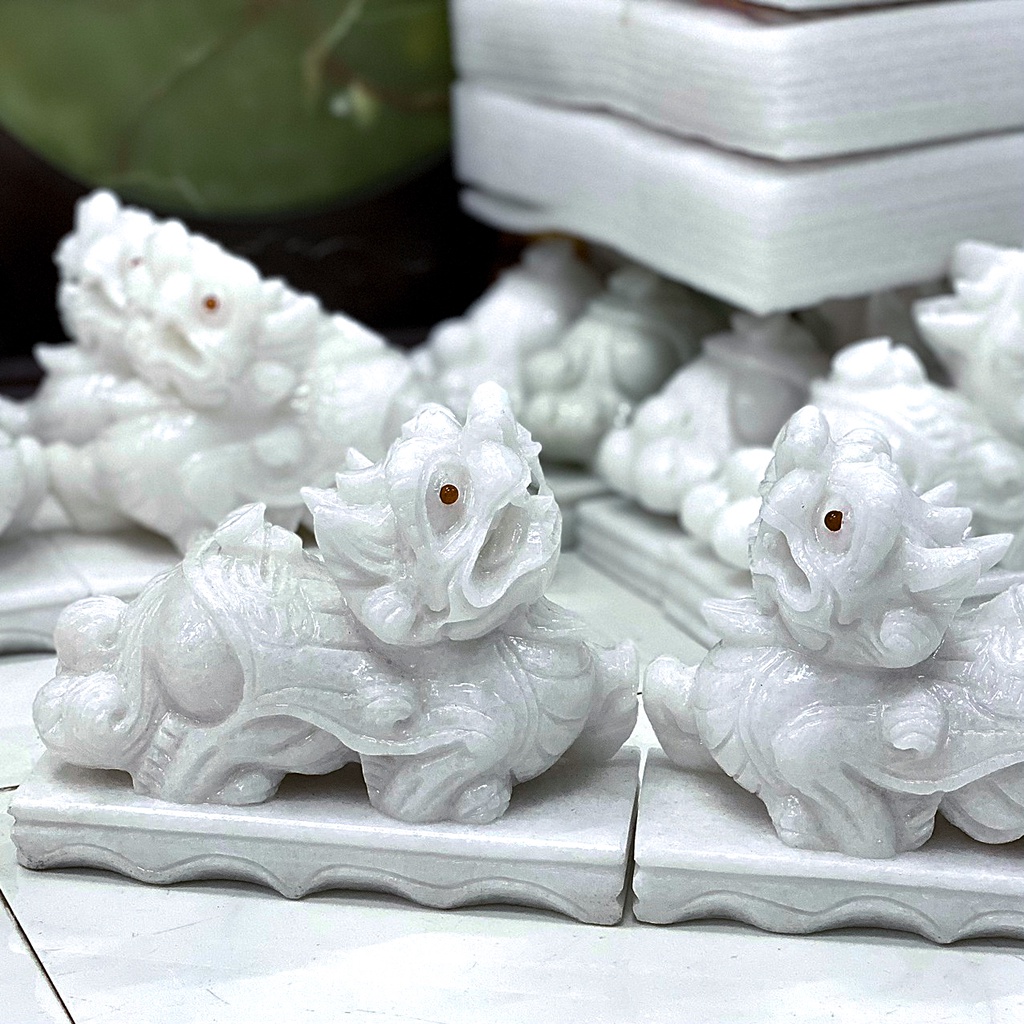 Cặp Tỳ Hưu Phong Thủy Đá Tự Nhiên Dài 20cm - Chạm Khắc rõ nét, Tinh Tế