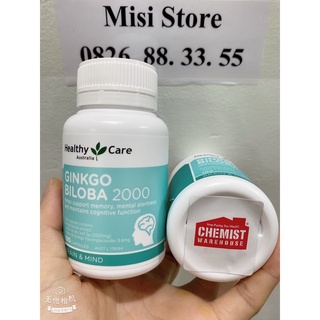 (Tem chemist) Bổ não Ginkgo Biloba 2000 Healthy Care, 100 viên, Mẫu mới