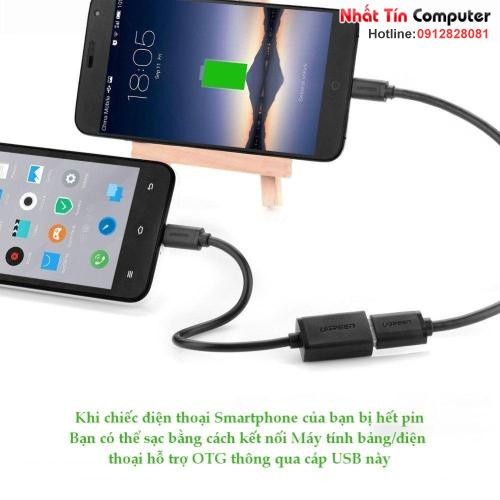 Cáp OTG Micro USB 2.0 dài 12cm Ugreen 10396 chính hãng