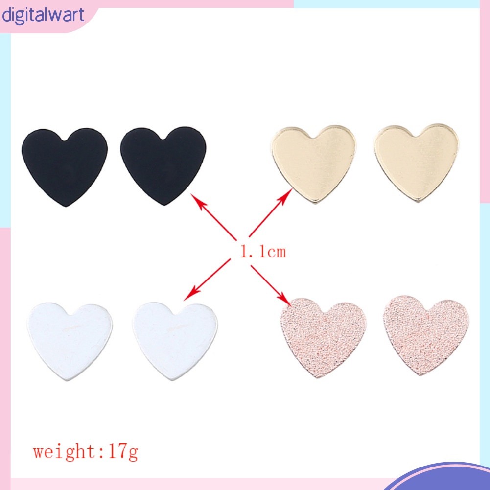 Set 4 Đôi Khuyên Tai Kim Loại Hình Trái Tim Thời Trang Cho Nữ