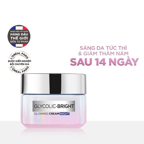 Kem Dưỡng Sáng Da Ban Đêm L'oreal Paris Glycolic-Bright Glowing Cream Night