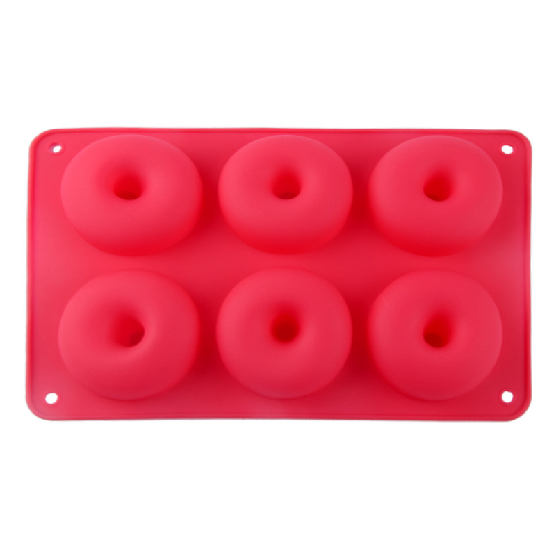 Khuôn Làm Bánh Donut 6 Ngăn Hình Tròn Bằng Silicone Dày Dặn Tiện Dụng Cho Nhà Bếp Diy
