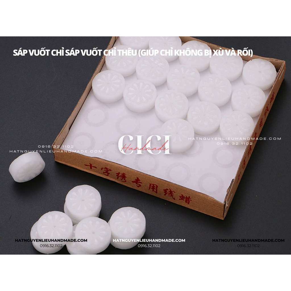 Sáp vuốt chỉ Sáp vuốt chỉ thêu (giúp chỉ không bị xù và rối) Cici Handmade chuyên hạt nguyên liệu đính kết thời trang ma