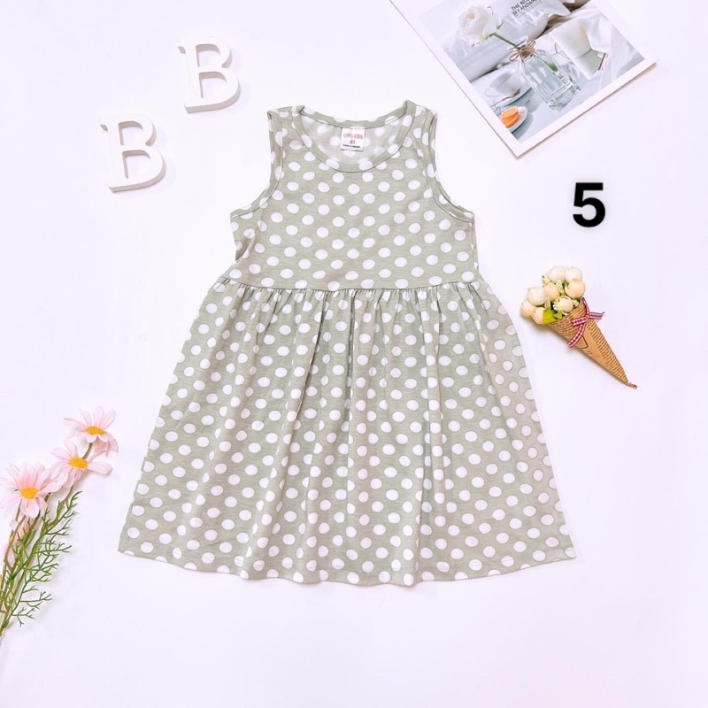 Váy thun hè cotton sát nách VNXK bé gái