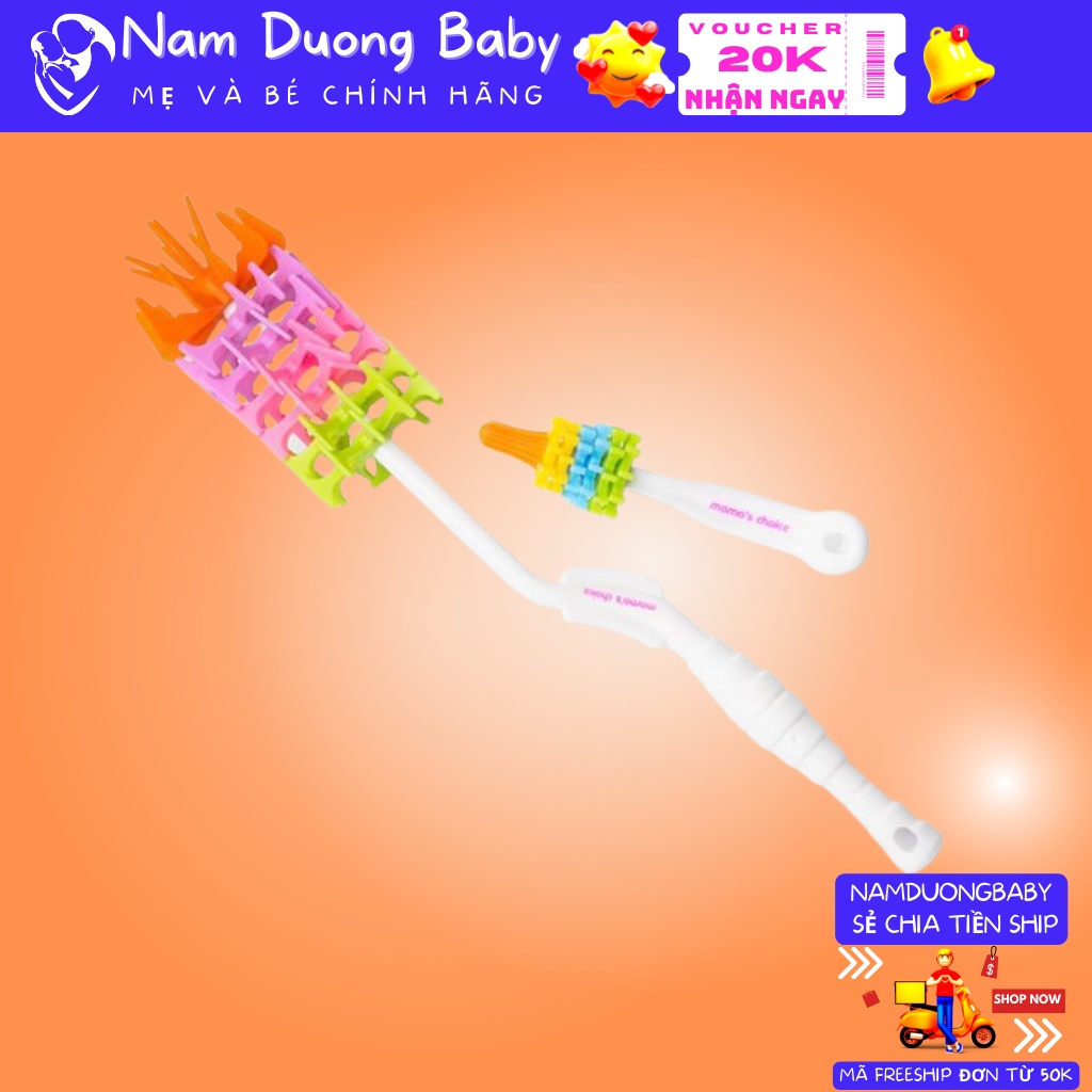 Chổi Cọ Bình Sữa &amp; Núm Ti Mama's Choice Tay Quay 360 Độ Cọ Sạch Mọi Ngóc Ngách Chất Liệu Silicon Siêu Mềm Siêu Bền