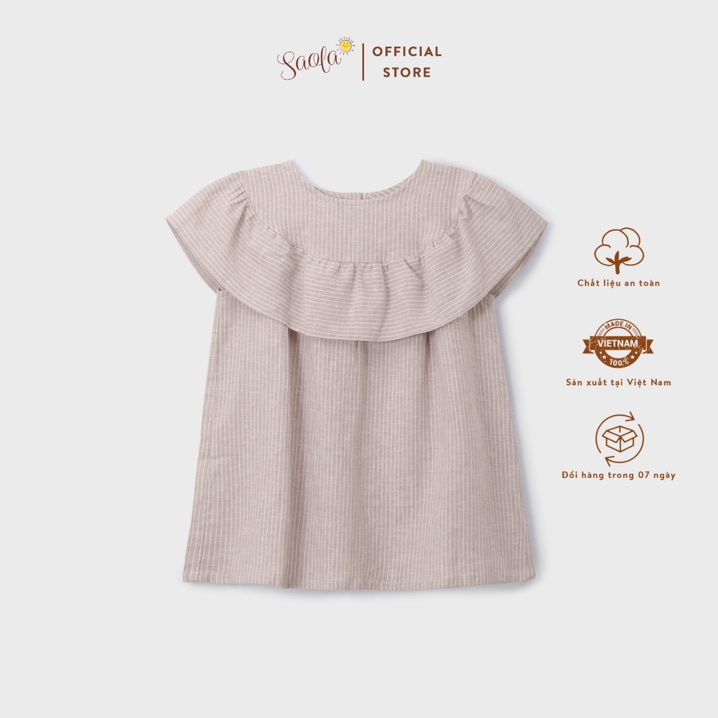 Đầm/ Váy Bé Gái Cổ Tròn Phối Bèo Chất Liệu Linen Thoáng Mát - MARION DRESS - DRL006 - SAOLA KIDS CLOTHING