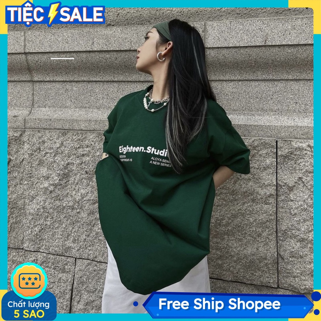 Áo phông nam nữ tay lỡ EIGHTEEN memetopz, áo thun form rộng freesize cổ tròn trẻ trung
