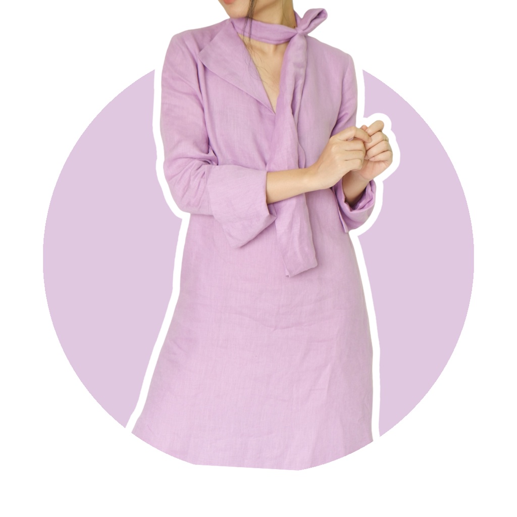 Đầm linen 100% mặc như áo dài cách tân | HOPE DRES | CHAMULINEN