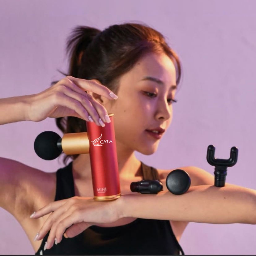 Súng massage cầm tay mini Cát Á LE10200-N, 4 mức độ rung, 5 đầu massage, nhỏ gọn thích hợp cho phái yếu - BH 12 tháng