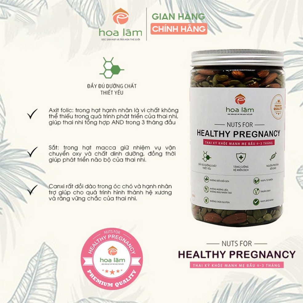 Hạt dinh dưỡng Hoa Lâm Nuts for Healthy Pregnancy cho mẹ bầu chu kì 0-3 tháng