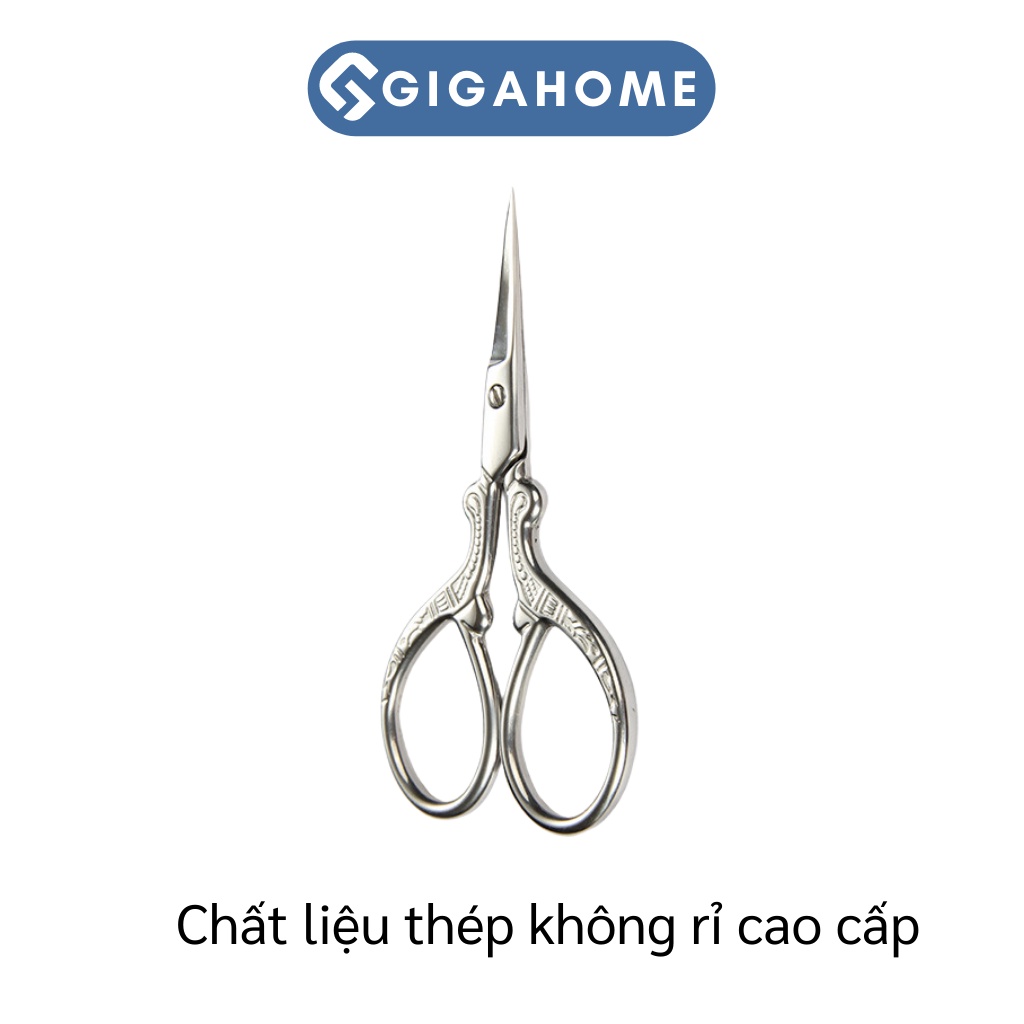 Kéo Cắt Tỉa Lông Mày, Lông Mi GIGAHOME Siêu Bén Họa Tiết Chim Hạc 9848