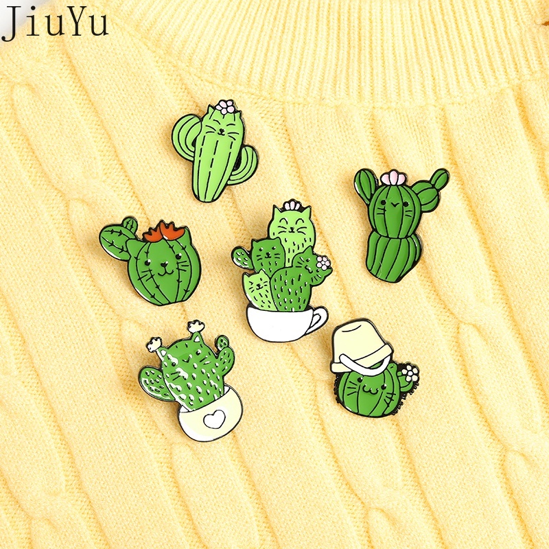 Ghim Cài Áo Tráng Men Hình Chậu Cây Xương Rồng Hoạt Hình Dễ Thương Làm Quà Tặng Cho Bạn Bè Nghệ Thuật Desig