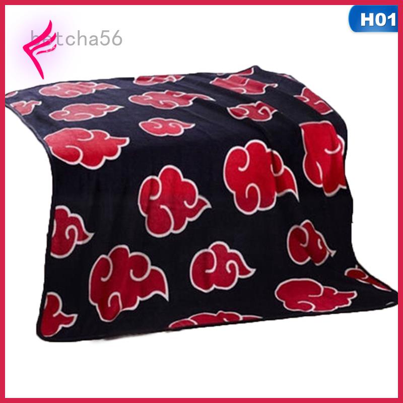 nệm Mền ngủ chất nỉ in họa tiết hoạt hình NARUTO Akatsuki với hình đám mây màu đỏ độc đáo dễ thương