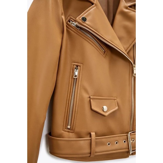 Áo da biker nữ Zara