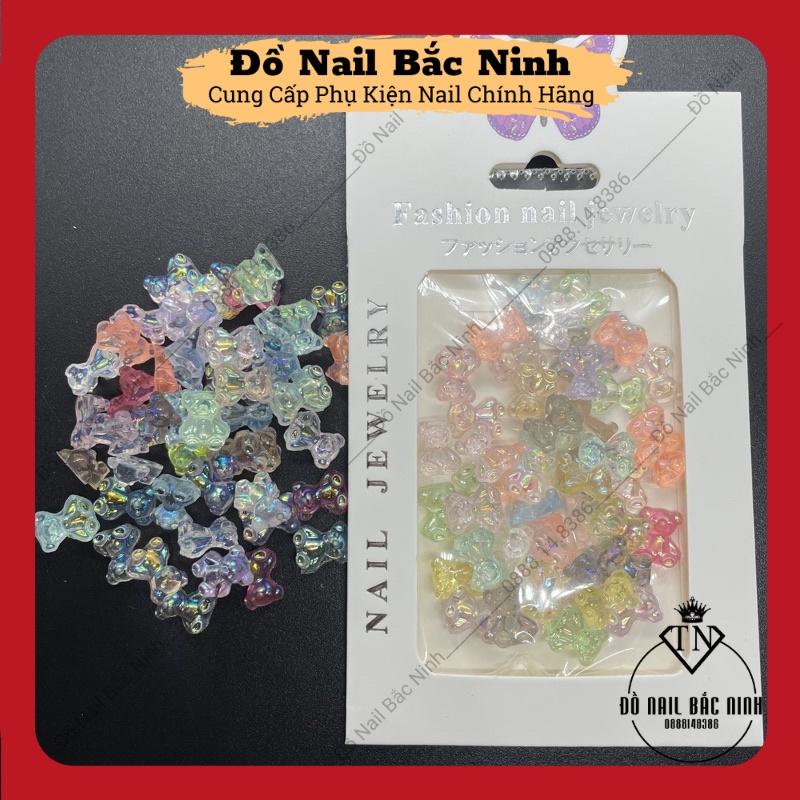 Set Charm Gấu Thạch, Charm Hoạt Hình Trang Trí Nail Mix Màu Dễ Thương