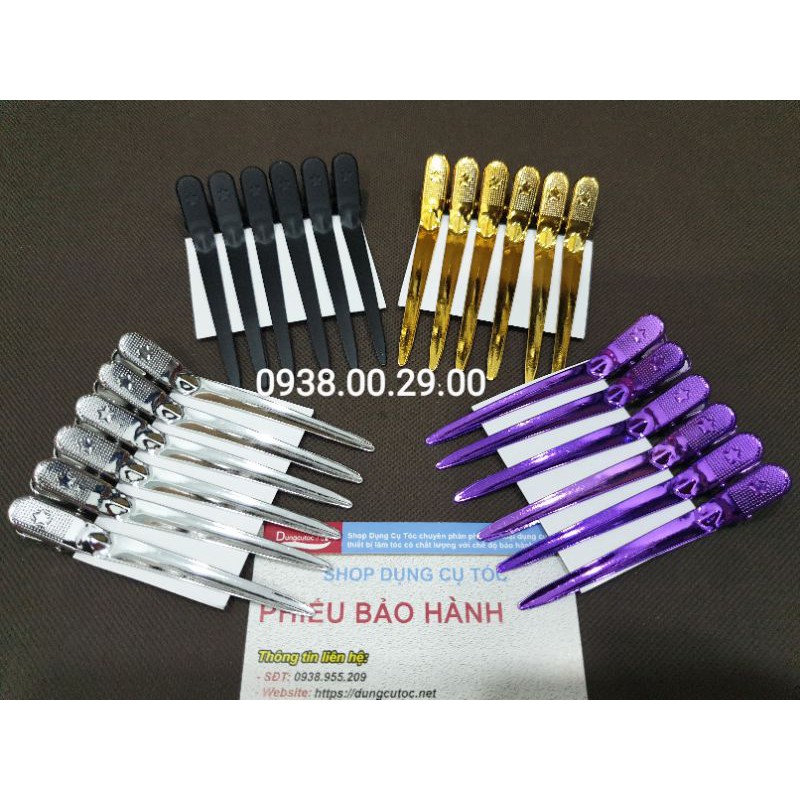 Kẹp Vịt Kim Loại Cao Cấp 8.8cm, Bộ 6 Kẹp Vịt Màu Si Mạ Loại Tốt.