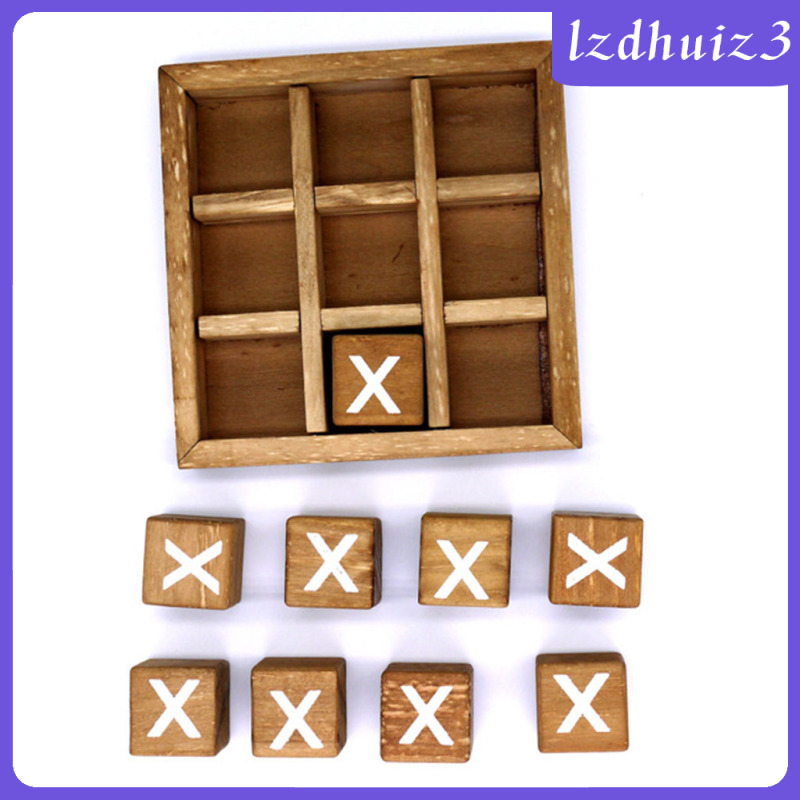 Gemgem Loey Wooden Tic Tac Toe/ Noughts and Crosses Game Unique Handmade Quality Wood Family Board Games