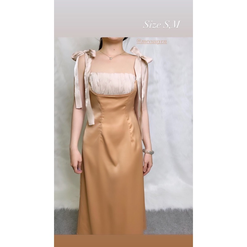 Đầm lụa 2 dây thiết kế cao cấp (2 dây cột nơ, hoặc cột yếm cổ)