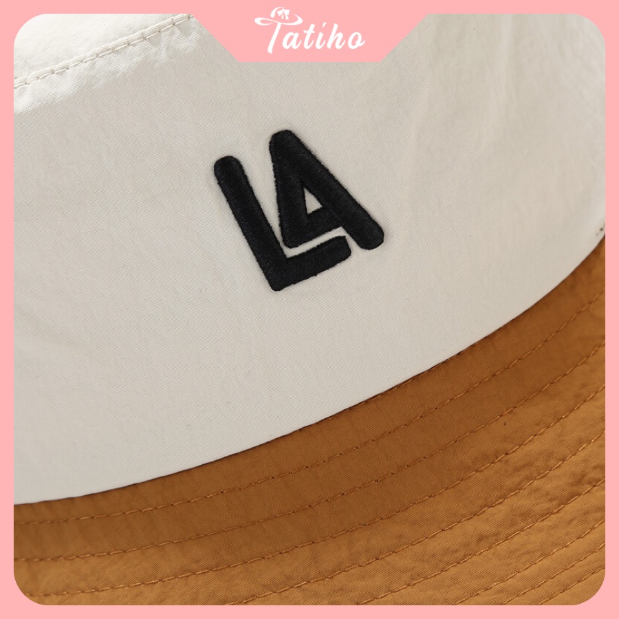 Mũ Bucket Retro Unisex Vành Ngắn Phối Hai Màu Chất Cotton Họa Tiết LA Phong Cách Cá Tính Thời Trang Hàn Quốc - Mã NV041