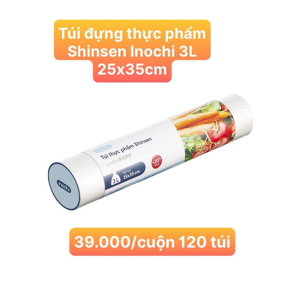 Túi đựng thực phẩm Shinsen Inochi 3L đựng rau, củ, hoa quả bảo quản trong tủ lạnh an toàn sức khỏe