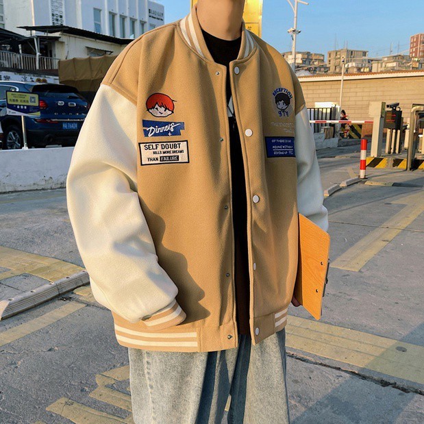 Áo Khoác Bóng Chày Thiết Kế Thêu Chữ Hợp Thời Trang Cho Nam