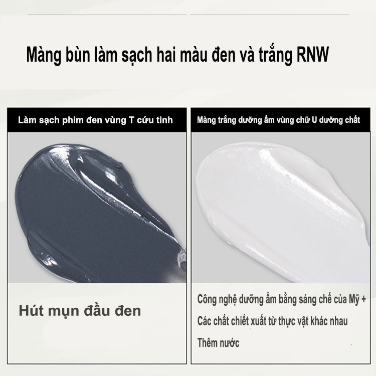 RNW Mặt nạ đất sét hai màu trắng đen làm sạch sâu lỗ chân lông Hỗ trợ giảm mụn 100g