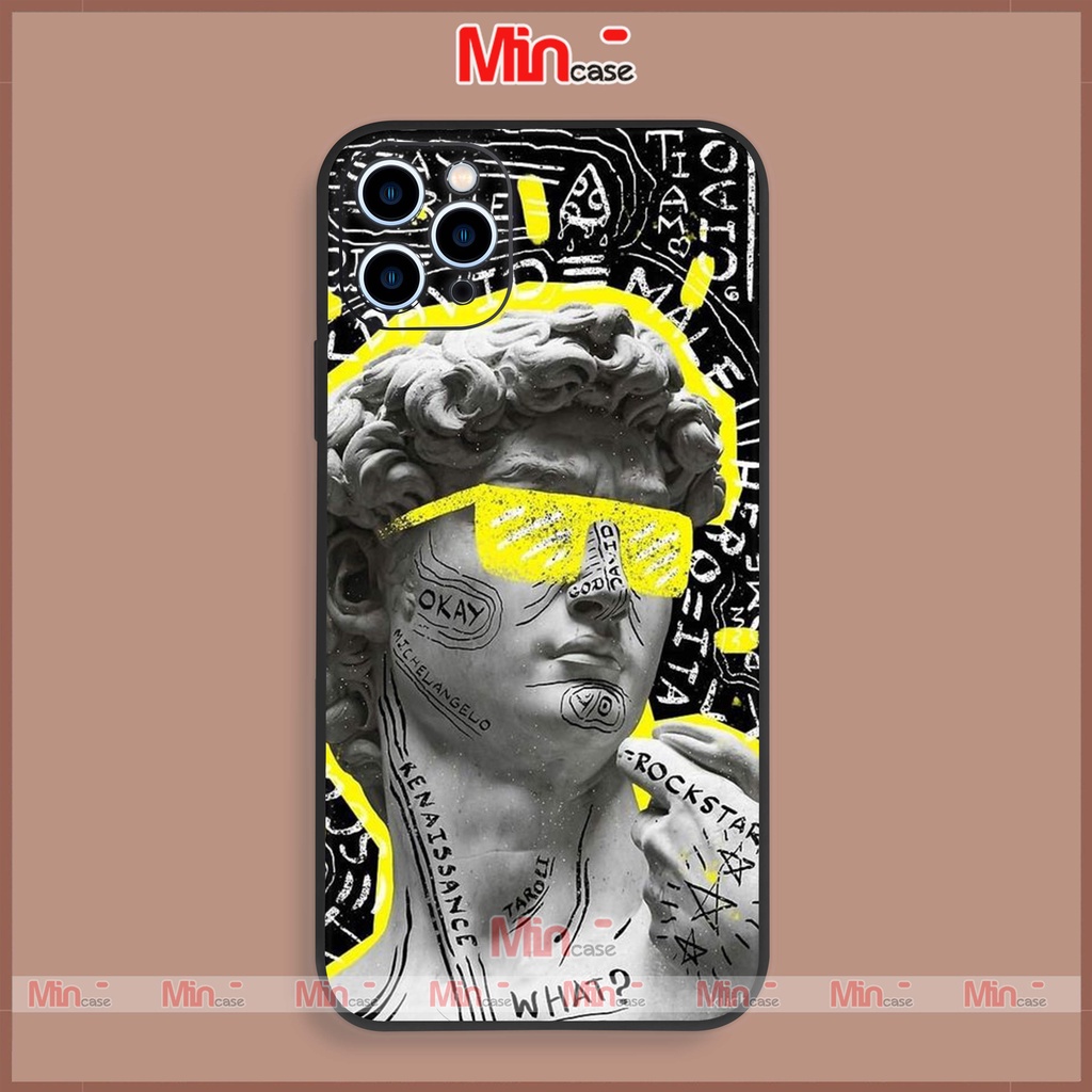 Ốp lưng điện thoại iPhone David bựa cạnh viền vuông silicon dẻo cho ip 6/6s/7/8/X/XS/XR/11/12/13/14 Pro Plus Max Mincase