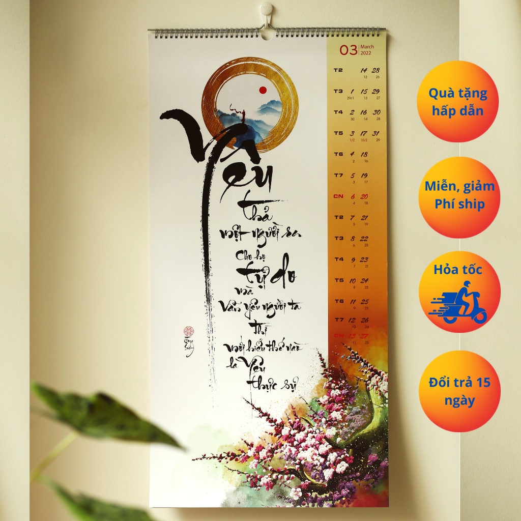 LỊCH THƯ PHÁP TREO TƯỜNG TRONG SUỐT 2022 - Nghệ thuật Thư Pháp xuất thần biểu diễn thông điệp cảm hứng lich Trong Suot