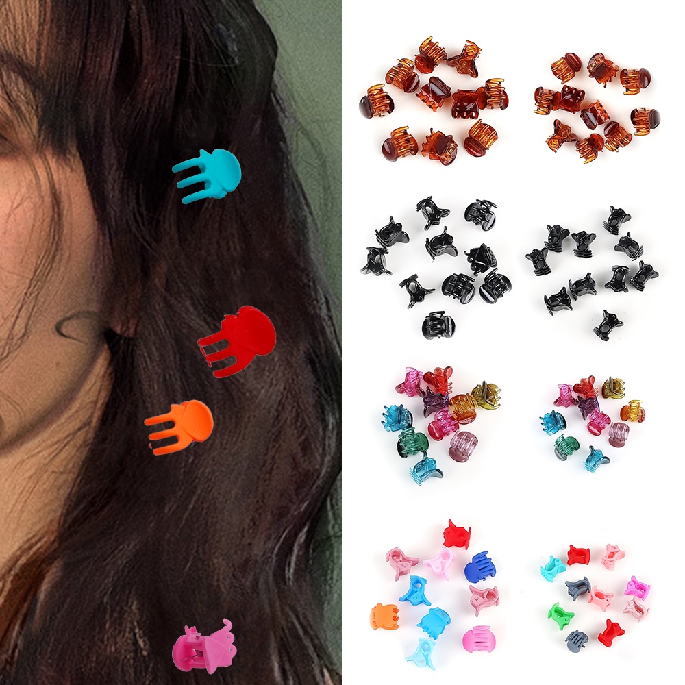 Kẹp Tóc Nhựa Mini Màu Đen Dễ Thương Dành Cho Nữ