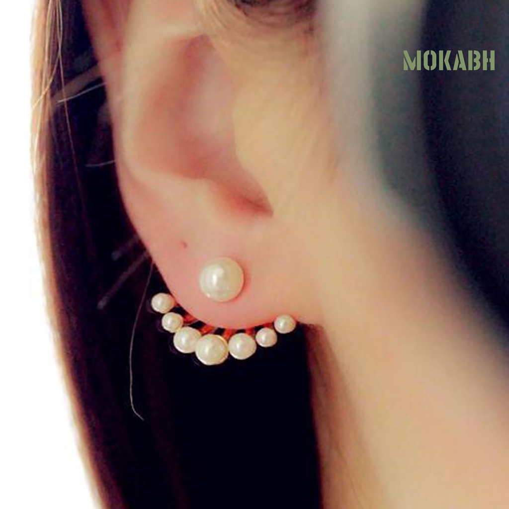 1 Đôi Bông Tai Hai Mặt Đính Ngọc Trai Nhân Tạo Thời Trang Dành Cho Nữ