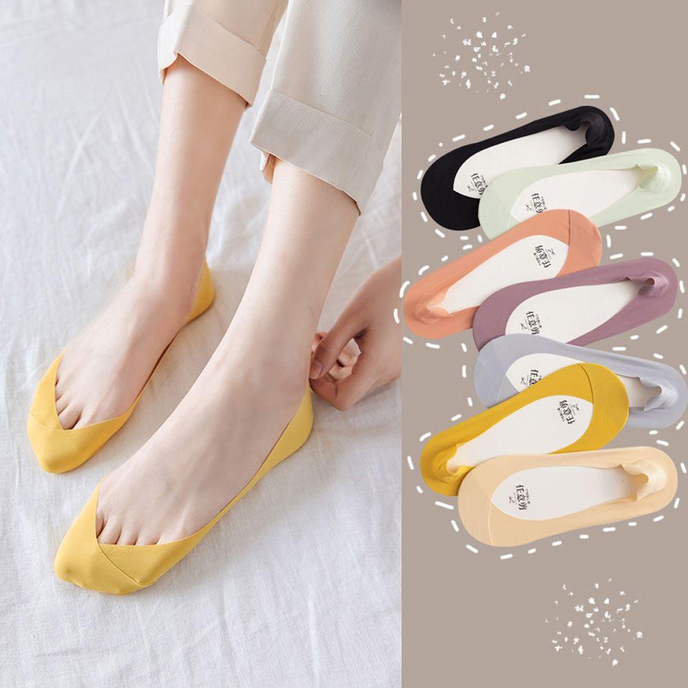 AROMA Vớ Thuyền Vải Lụa Lạnh Siêu Mỏng Mềm Mại Cổ Thấp Chống Trượt Cho Nữ