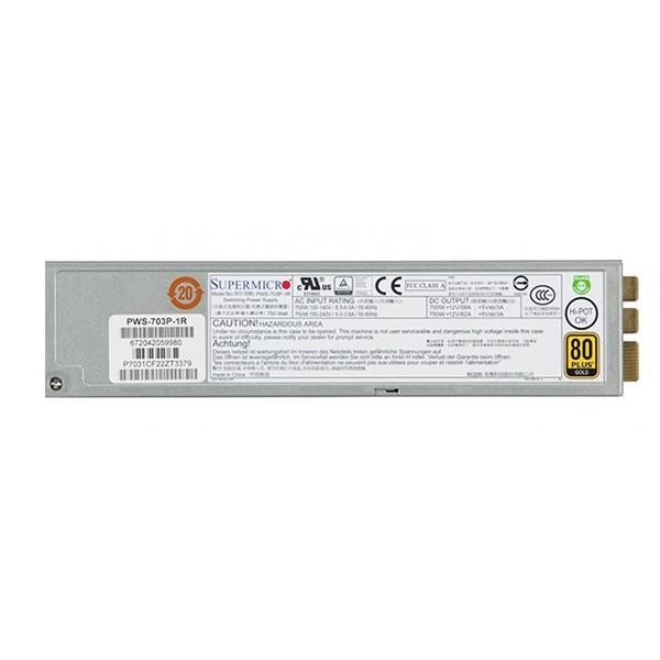 Bộ nguồn máy chủ Supermicro 750W 1U Redundant Power Supply ( PWS-703P-1R )