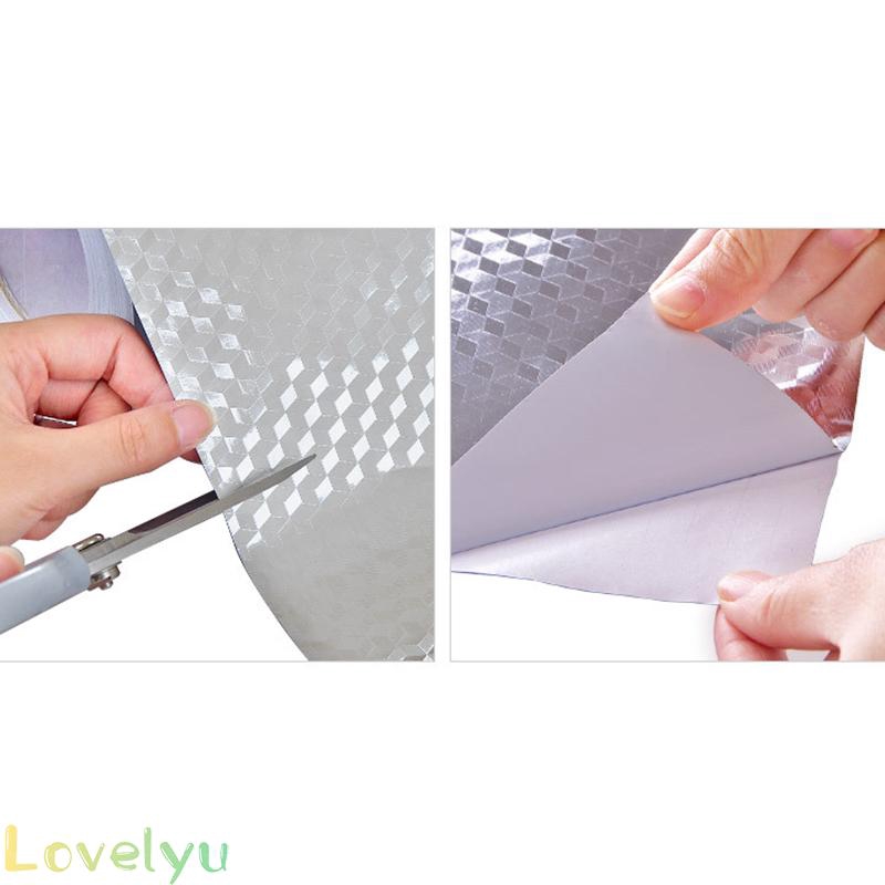1 cuộn giấy dán PVC lá nhôm chống nước chống dầu cho tường/tủ nhà bếp