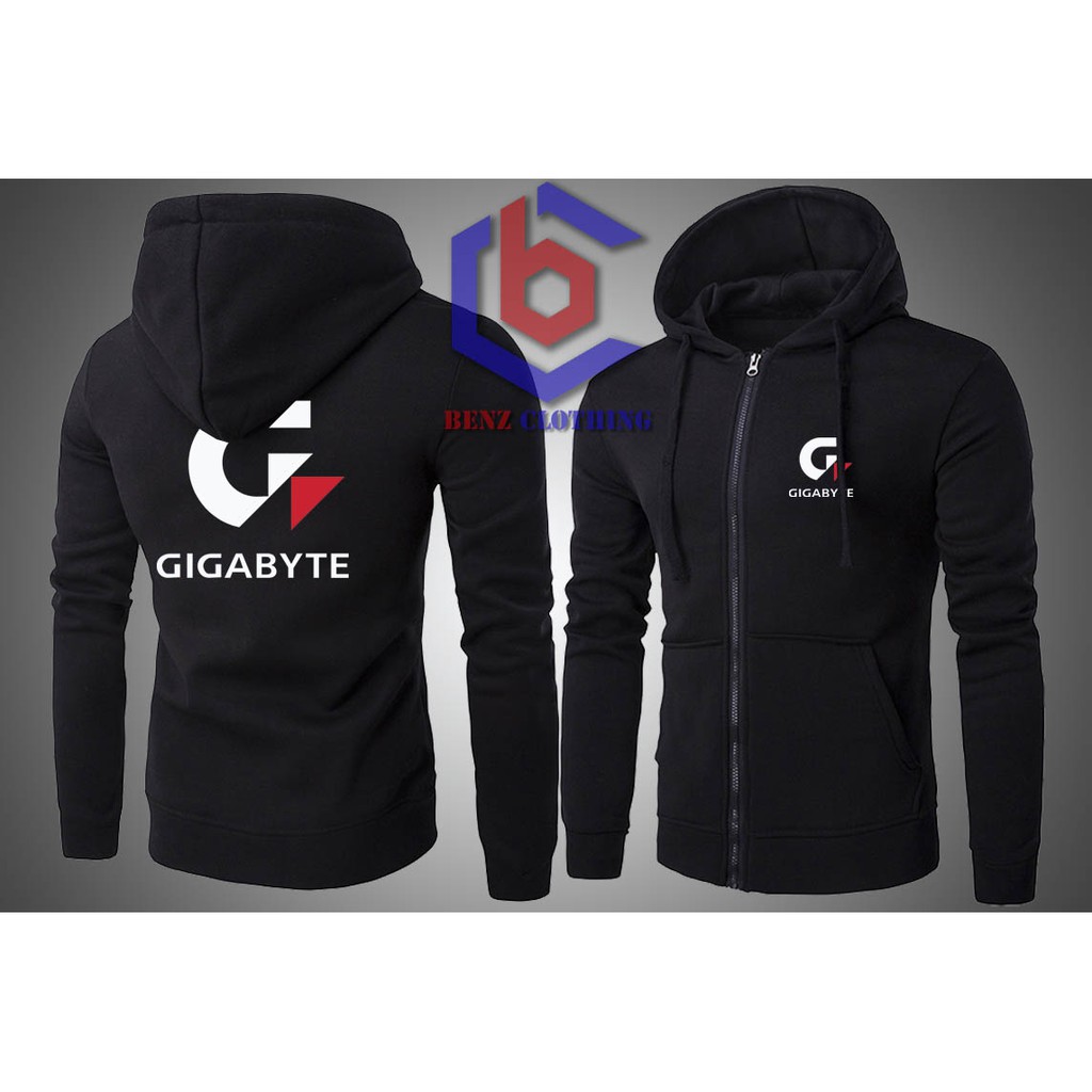 Áo Khoác Phối Khóa Kéo In Logo Gigabyte Cá Tính