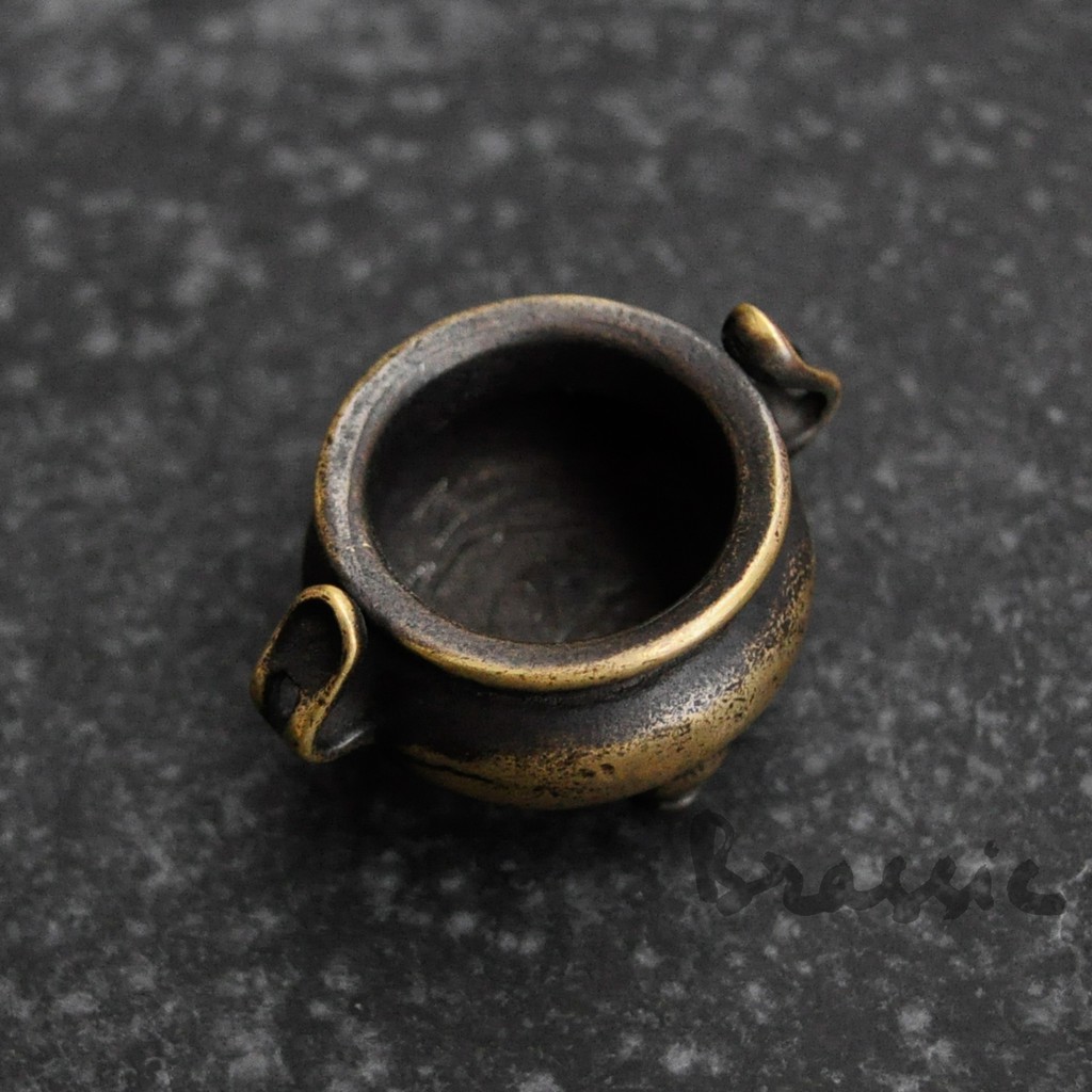 Lư đồng mini đồng thau đúc giả cổ kiểu đồng xưa rất tinh tế - Đồ chơi thiền TU02