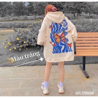Áo nỉ khoá đàn bướm xanh - HS