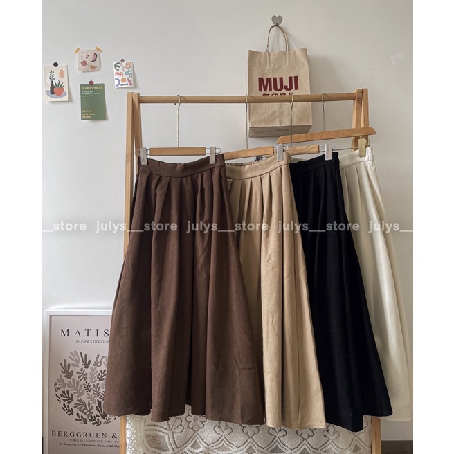 Chân váy xếp li dáng dài vintage mã 22001 (ảnh thật shop chụp kèm video)