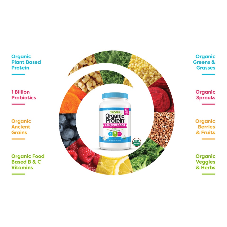 [MẪU MỚI 1.22kg] [SUPERFOODS] Bột Đạm Thực Vật Hữu Cơ ORGAIN Organic Protein &amp; 50 Superfoods Protein - HÀNG MỸ