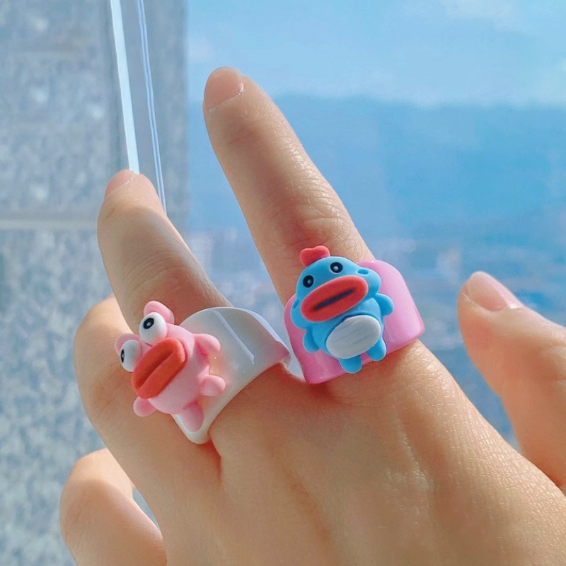 ✨✨Mới Nhẫn Hở Hình Quái Vật Hoạt Hình Bằng Nhựa Resin Dễ Thương Thời Trang Mùa Hè