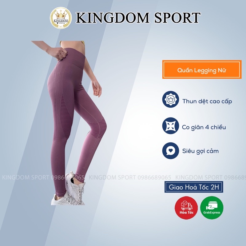 Quần Legging Nữ Nâng Mông KINGDOM SPORT Chất Thoáng Mát Cạp Cao Co Giãn size S/M/L/XL