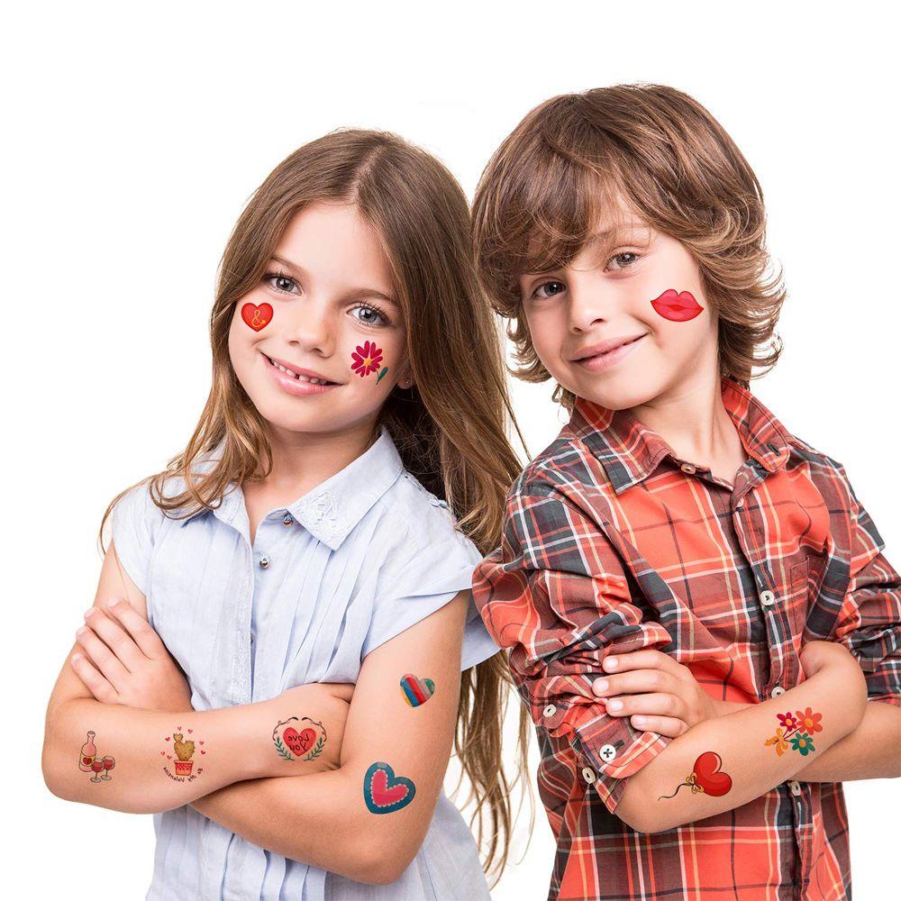 Hình Xăm Dán Tạm Thời Chống Nước Lâu Trôi Hình Trái Tim Đỏ Cho Trẻ Em Và Người Lớn