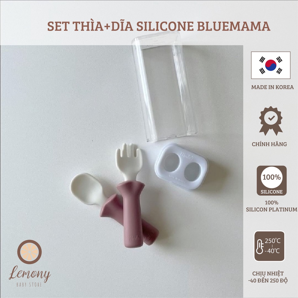 Thìa dĩa silicon chính hãng Bluemama