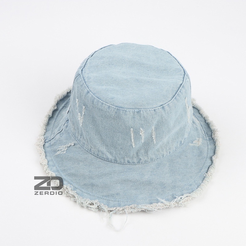 Nón vành tròn, Mũ bucket jean rách nam nữ phong cách cá tính