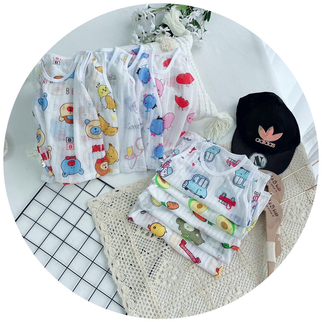 Set 05 bộ ba lỗ cotton giấy cho bé sơ sinh, hàng đẹp _ 5B27