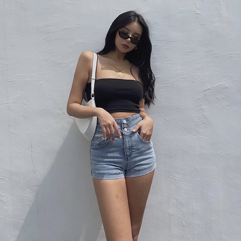 Áo Croptop Nữ Gân Tăm, Áo Hai Dây Sợi Bún - Tharo Clothing
