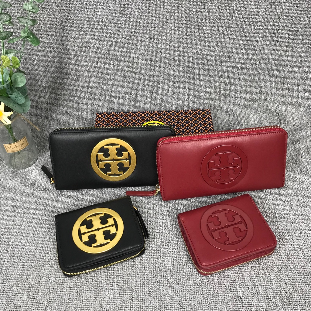 Ví cầm tay Tory burch charlie xuất dư xịn logo kim loại sang trọng, chất liệu da thật cao cấp