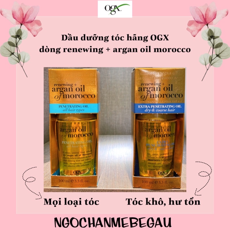 Dầu dưỡng tóc hãng OGX dòng renewing + argan oil of morocco penetrating oil for all hair types